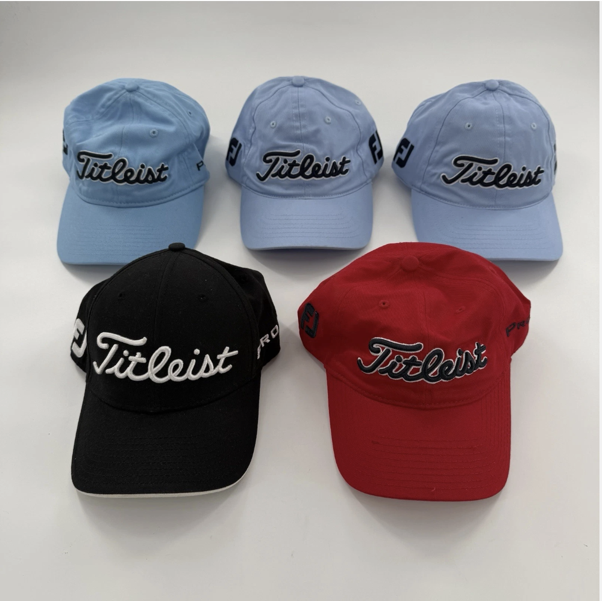 Titleist Hat Cap Strap Back Mens Black Red Blue Golf Pro V1 FJ
