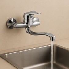 Milano Plus Brass Wall Mounted Kitchen Mixer with Swivel Barrel to S