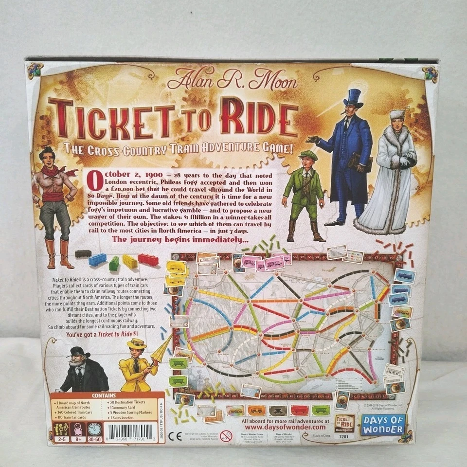 Ticket To Ride Board Game Days of Wonder Alan Moon Train Adventure 2019 Complete - Image 2 of 4