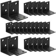 25Pack 2'' L Right Angle Brackets with Slot, 2 MM Thickness Black Stainless S...