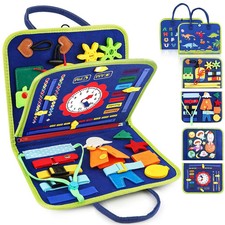 Toddler Busy Board, Montessori Sensory Toys for Boys, 1-4 Year Old Girl Toddl...
