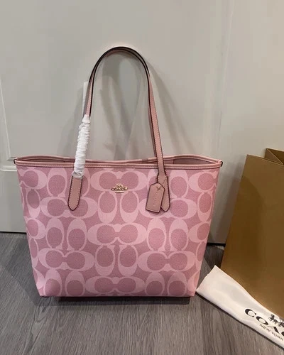 Bolsa tote City assinatura lona pó rosa saída CAL49 NOVA - Imagem 3 de 4