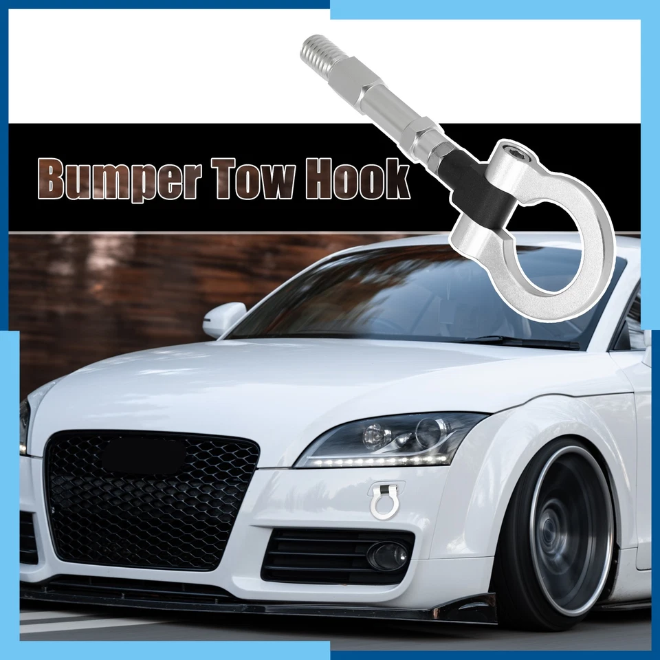 Pack (1) Gancho de remolque parachoques trasero delantero redondo tono plata para Audi A5 08-14 Foto 2 de 4