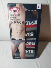 Levi's Men's 5 Pack Low Rise Briefs Large Premium Cotton 5MF1073LW1 Black Gray