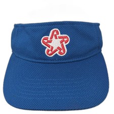 Blue Visor Hat Embroidered Star Red Adjustable Strapback One Size Performance