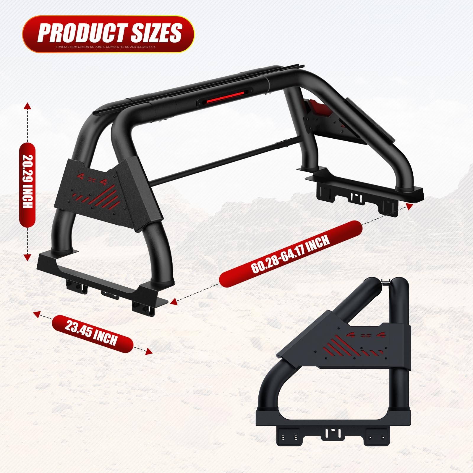 Mid-Size Truck Roll Bar for Toyota/Chevy/GMC/Nissan/Honda 2004-2023 Models