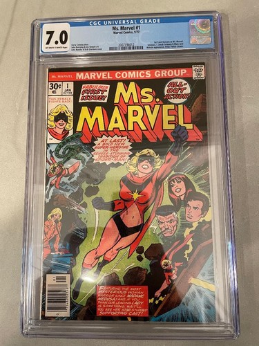 MS. MARVEL 1 CGC 7.0 OW/W 1977 1ST MS. MARVEL LOW START PRICE!!!! BID NOW!!!!