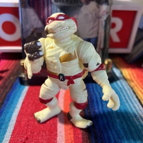 Vintage 1993 Playmates Teenage Mutant TMNT Mummy Raph Glow In Dark Raphael GLOWS