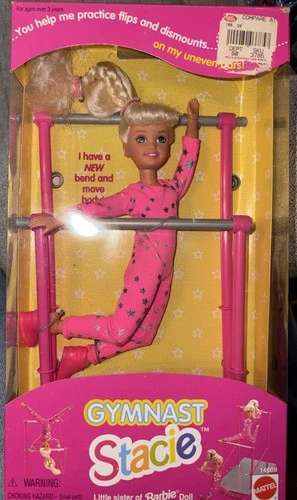 Gymnast Stacie 1995 Vintage Mattel #14609 With Gymnastics Bars Bend & Move Body