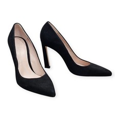 STUART WEITZMAN Black Suede Pointed Toe Stiletto Pumps 5.5M