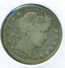 1909 BARBER QUARTER, CIRCULATED, ASW .1808