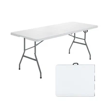 Goplus Folding Tables, 6ft Foldable Plastic Card Table, Portable Heavy Duty F...