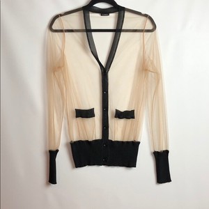 see through black cardigan