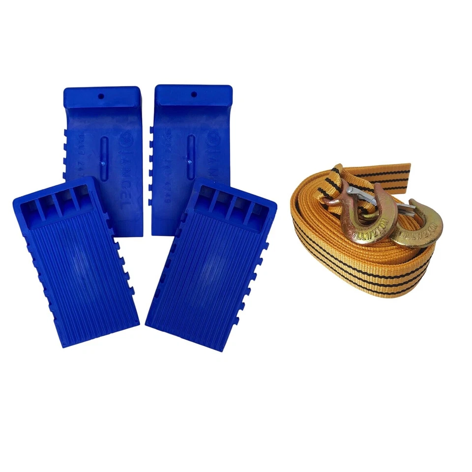 ANGEL GROUP 4X WIDE WHEEL SKATE SLIDERS AUTO RECOVERY SLIPPERY JIMS + 5T TOW STRAP WITH HOOK
