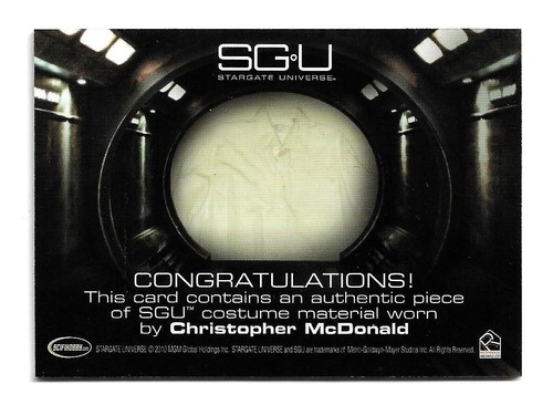 2010 Rittenhouse Stargate Universe Season 1 Costume Card R9 Alan Armstrong - Picture 2 of 3