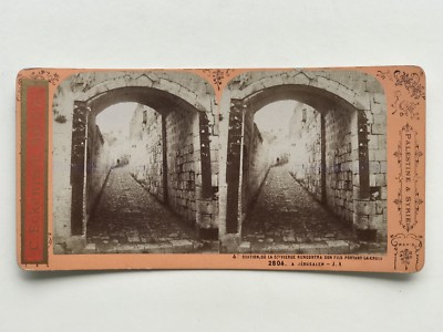 Jerusalem 4E Station Religion Photo J. Andrieu Stereo Vintage Albumen C1870