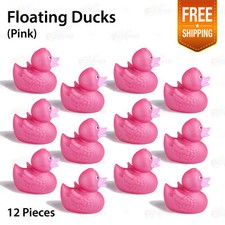 12 Pcs Set Eco-Friendly Fun Pink Rubber Duck Baby Shower Pool Party Bathtub Gift