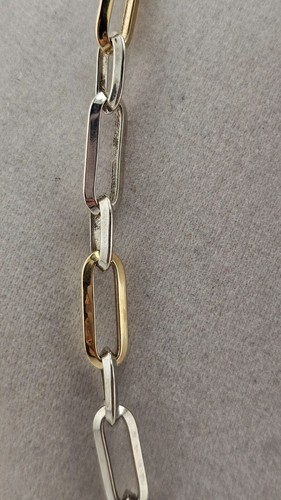 Signed OTC~**2 TONE OVAL LINK NECKLACE**~925 STERLING~36 Grams~18 INCHES LONG - Picture 5 of 9