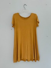 Made in Italy Mustard Yellow A-Line T-Shirt Dress Size 8 Short Sleeve Stretchy