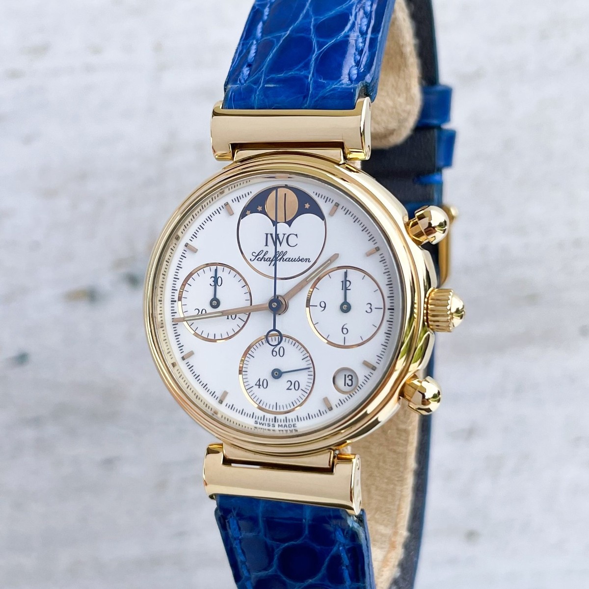 Iwc Da Vinci Chronograph Damen Gold IWC Da Vinci Chronograph 29mm IW3735  Lady Chornograph Quartz 18k 1990