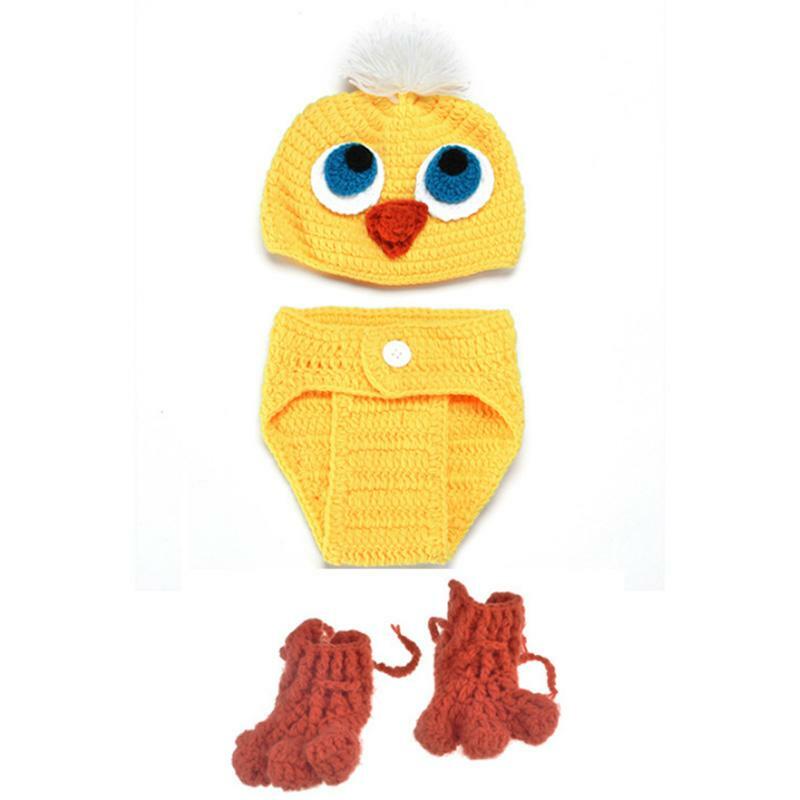 Newborn Baby Knit Crochet Duck Chick Clothes Hat Photo Photography Prop Outfit