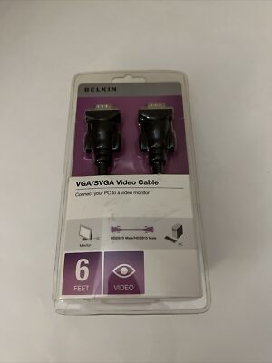 Belkin VGA SVGA Video Cable Model F3H982-06-OM Connect PC to Video Monitor NEW 