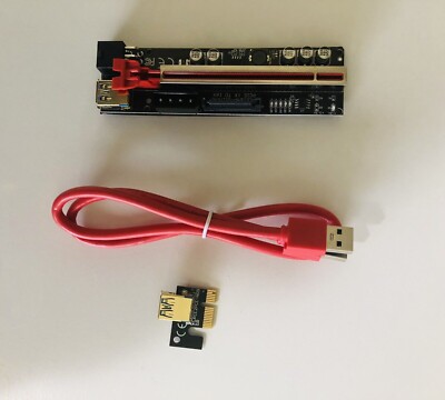 (8) - PCIE GPU Riser Express Cables Newest 16X to 1X 6Pin MOLEX SATA ETH Mining