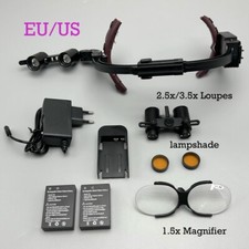 Dental Surgical Binocular Loupe Magnifier Glasses Dentisit LED Head Light EU/US