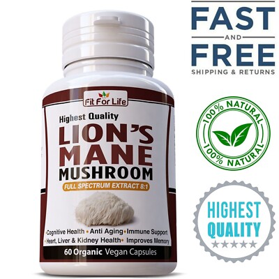 PURE LIONS MANE MUSHROOM 60 CAPSULES  SUPPLEMENT