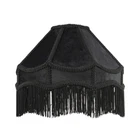 Traditional Victorian Empire Lamp Shade in Jet Black Velvet with Long Tassels...