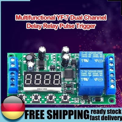 YF-7 Multifunctional Dual-Channel Delay Relay Module Pulse Trigger Cycle Timer