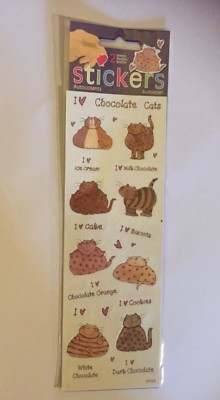 Restposten 50 x I love Schokolade Katze Aufkleber 2 Blatt pro Packung Basteln Partytaschen