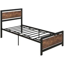 Image of Single Size Metal Bed Frame with Headboard and Footboard 97x195x103cm New