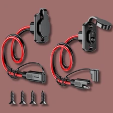 2 pcs SAE Male to SAE Female Extension Cable Power Socket Side Wall Port 12AWG