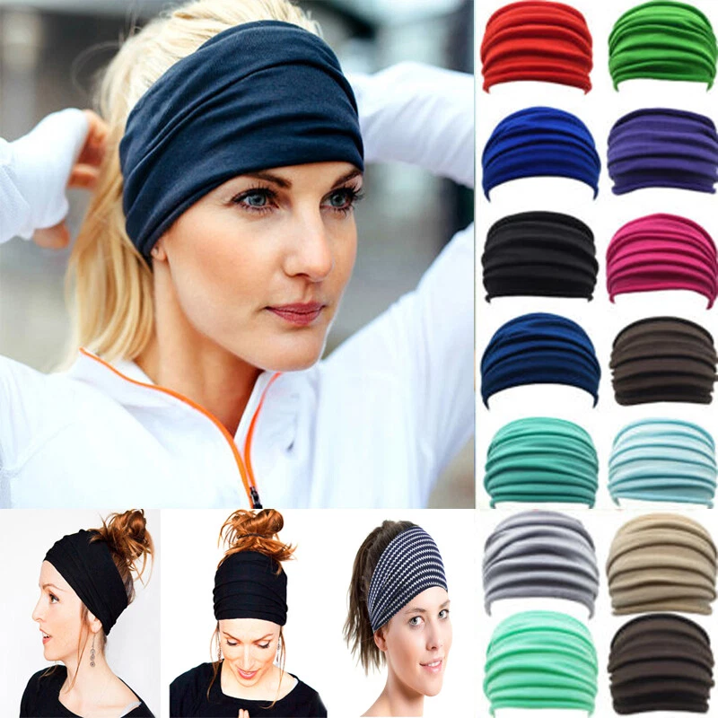 Women Yoga Wide Headband Ladies Sports Elastic Fold Hair Band