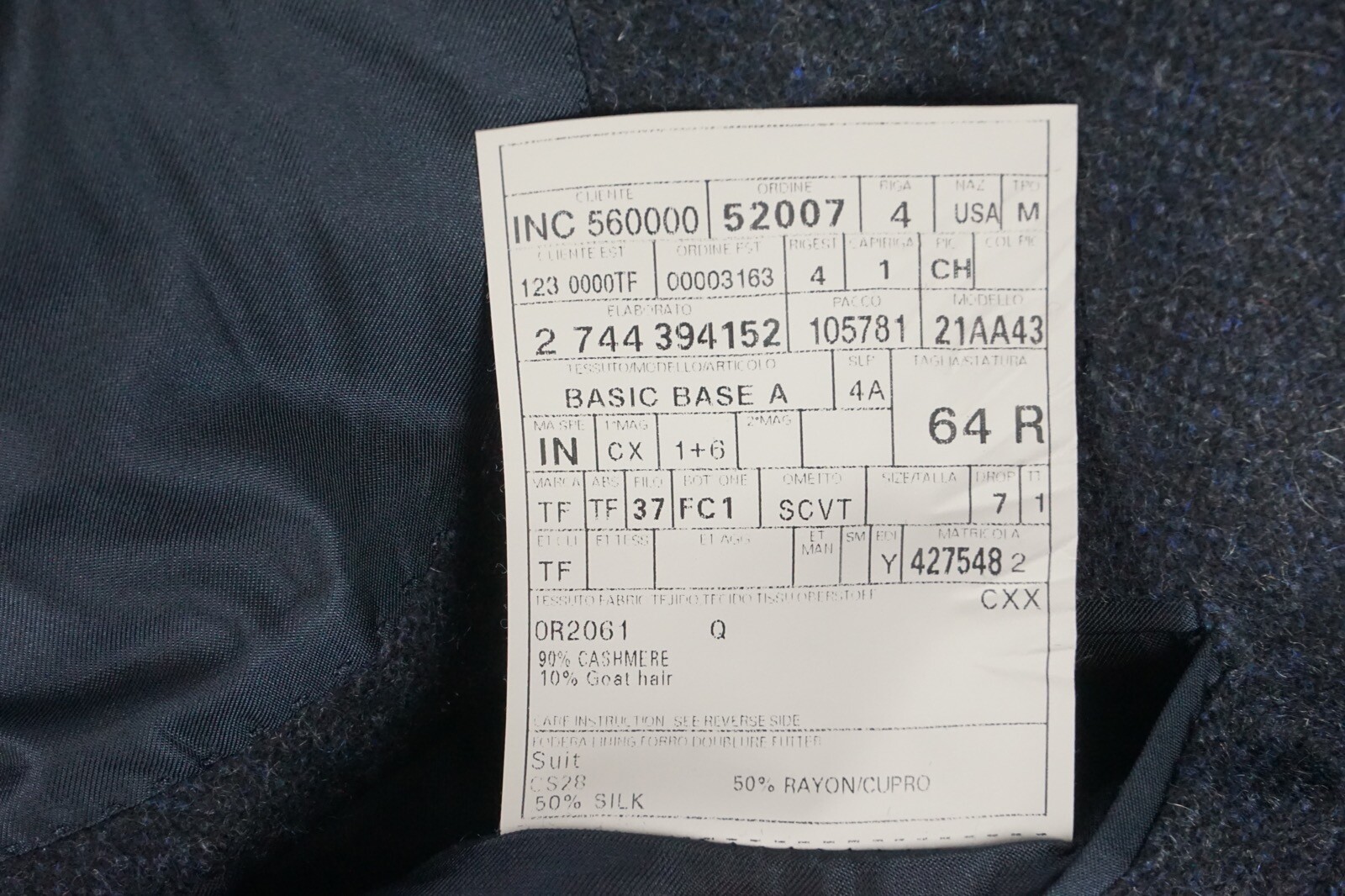 Tom Ford Basic Base A Blue Woven 90% Cashmere 10%… - image 9