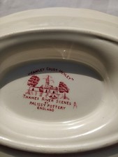 2 St&uuml;ck PALISSY England THAMES RIVER SCENES in  rot -  vintage Saucieren