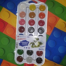 24 große Näpfchen feiner russischer Aquarellfarben Malkasten HONIG NEU! %%%%