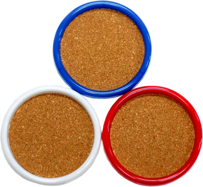 Basic Cork Coasters with Plastic Frame, 4 Inches in Diameter 4 Piece Set, Color 