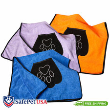 Super Absorbent Pet Bath Towel Soft Microfiber Dog Cat Drying Towel with Pockets