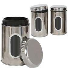 SET OF 3 TEA COFFEE SUGAR CANISTERS KITCHEN STORAGE FOOD CONTAINERS POTS JARS