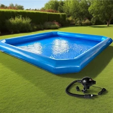 Inflatable Swimming Pool Outdoor Family Summer Party With Blower 19.7x19.7x2Ft