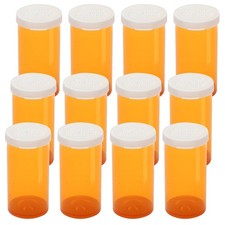 12-Pack Empty Plastic Pill Bottles 40 Dram Easy Open Caps Prescription Medicatio