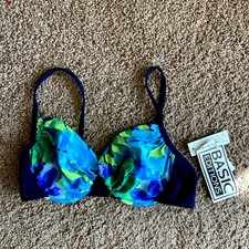 Vintage VTG Basic Editions KMart Floral Flower Bikini Top Swimsuit Ladies 15/16