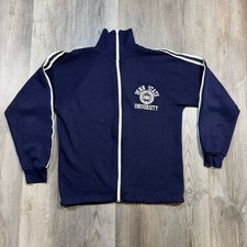 Vintage 70s Penn State University Track Jacket Navy Blue White Stripes USA