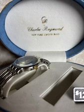 Charles Raymond Blue Dial Silver Metal Men s Analog Round Wristwatch w/ Box