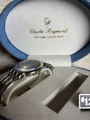 Charles Raymond Blue Dial Silver Metal Men s Analog Round Wristwatch w/ Box
