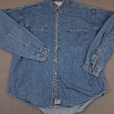 Levi's Red Tab Denim Shirt XL Blue Button Up Long Sleeve Cotton Work Shirt