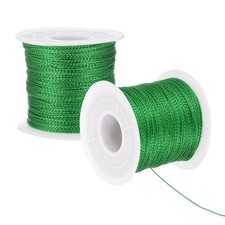 2Roll 1 mm x109 Yards Metallic Tinsel Cord Rope Grass Green Cord Wrapping Ribbon