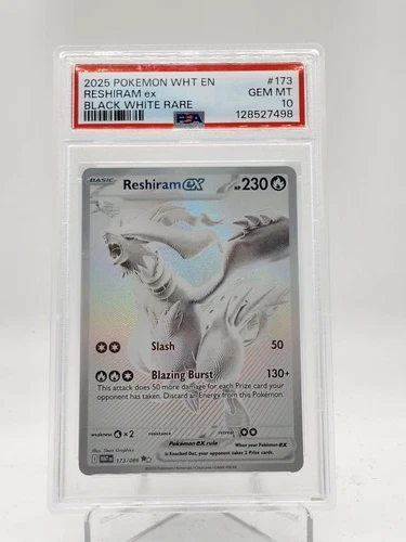 RESHIRAM EX 2025 POKEMON WHITE FLARE #173 BLACK WHITE RARE PSA 10 Q0895